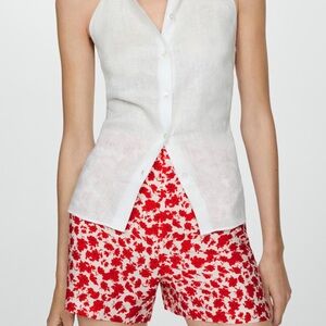 FLORAL-PRINT STRAIGHT-FIT SHORTS by Mango Size 6